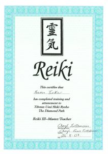 Reiki Master Certificate